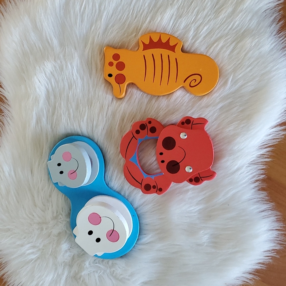 Melissa and Doug lot of 3 wooden toys rattles